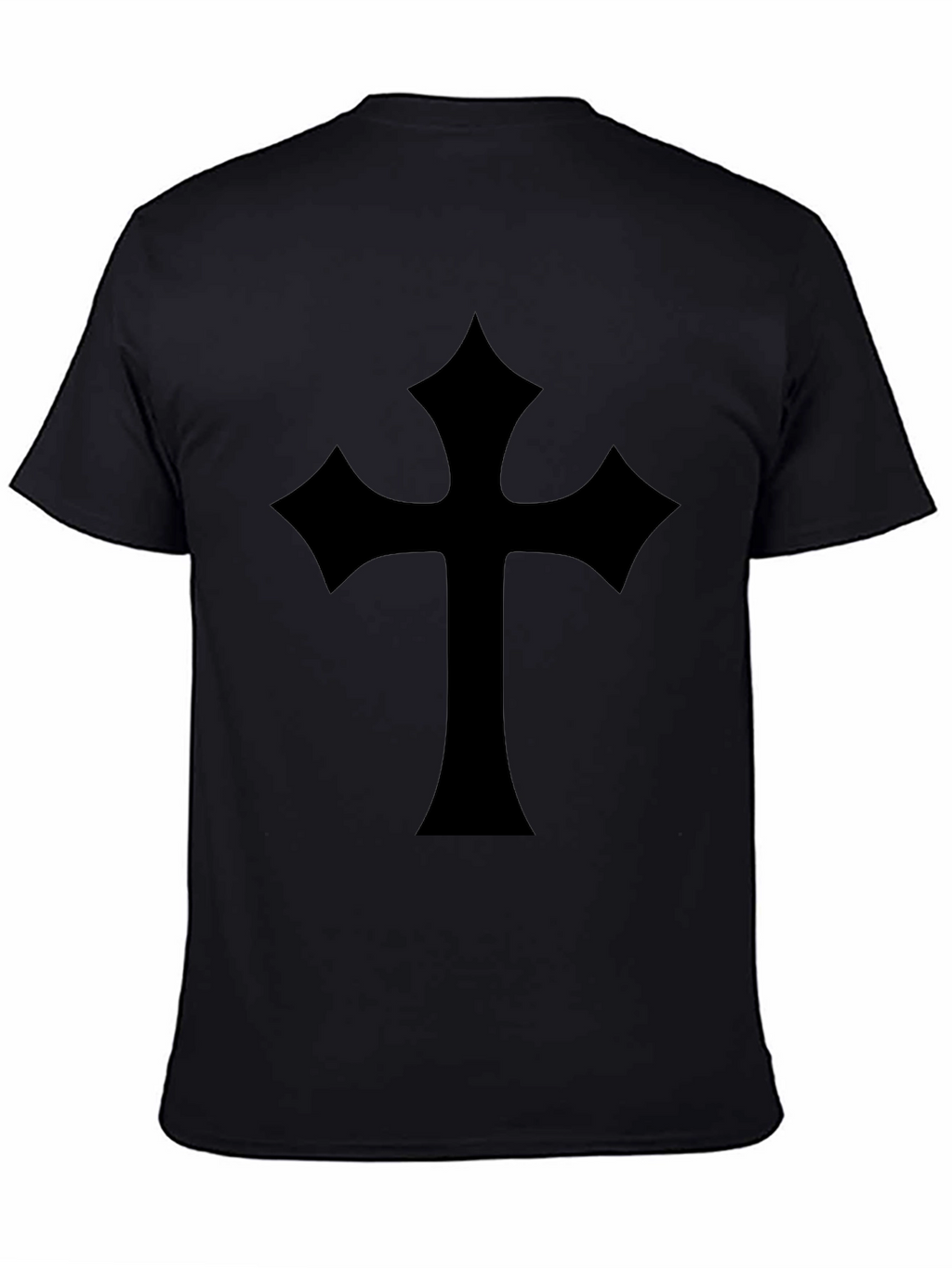 Black T-Shirt with Gothic Cross Design