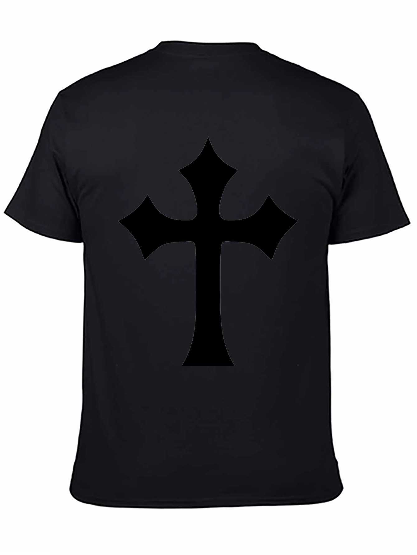 Black T-Shirt with Gothic Cross Design