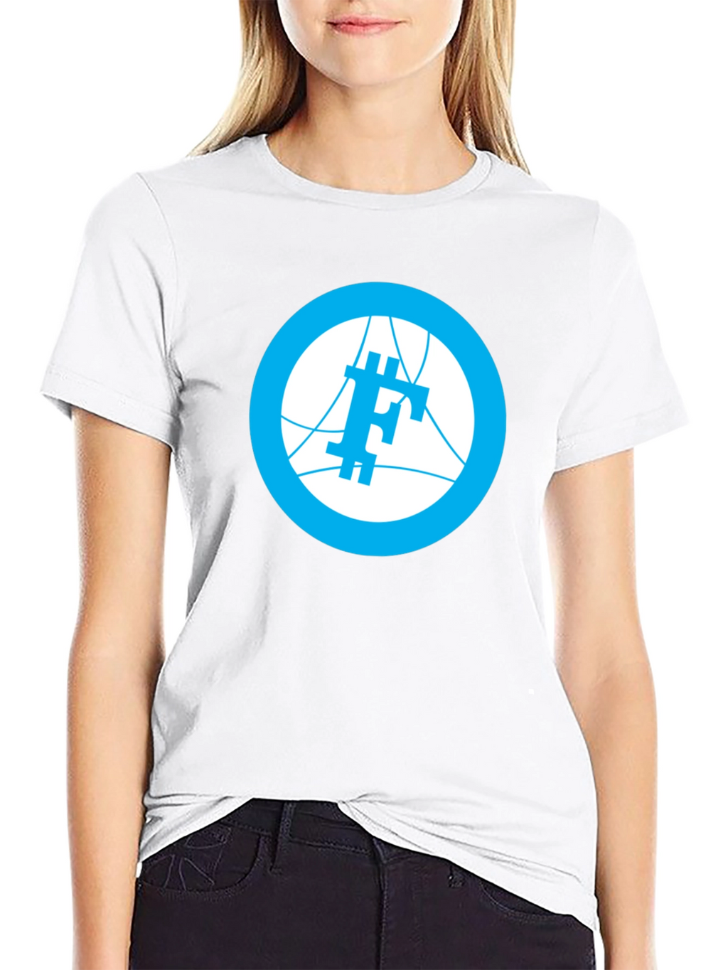 Modern Blue Logo Graphic Black T-Shirt