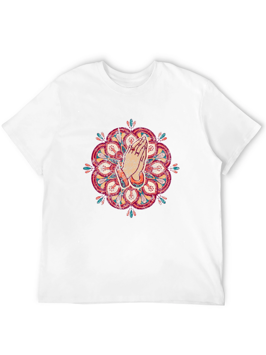 Mandala Praying Hands Graphic Tee - Black