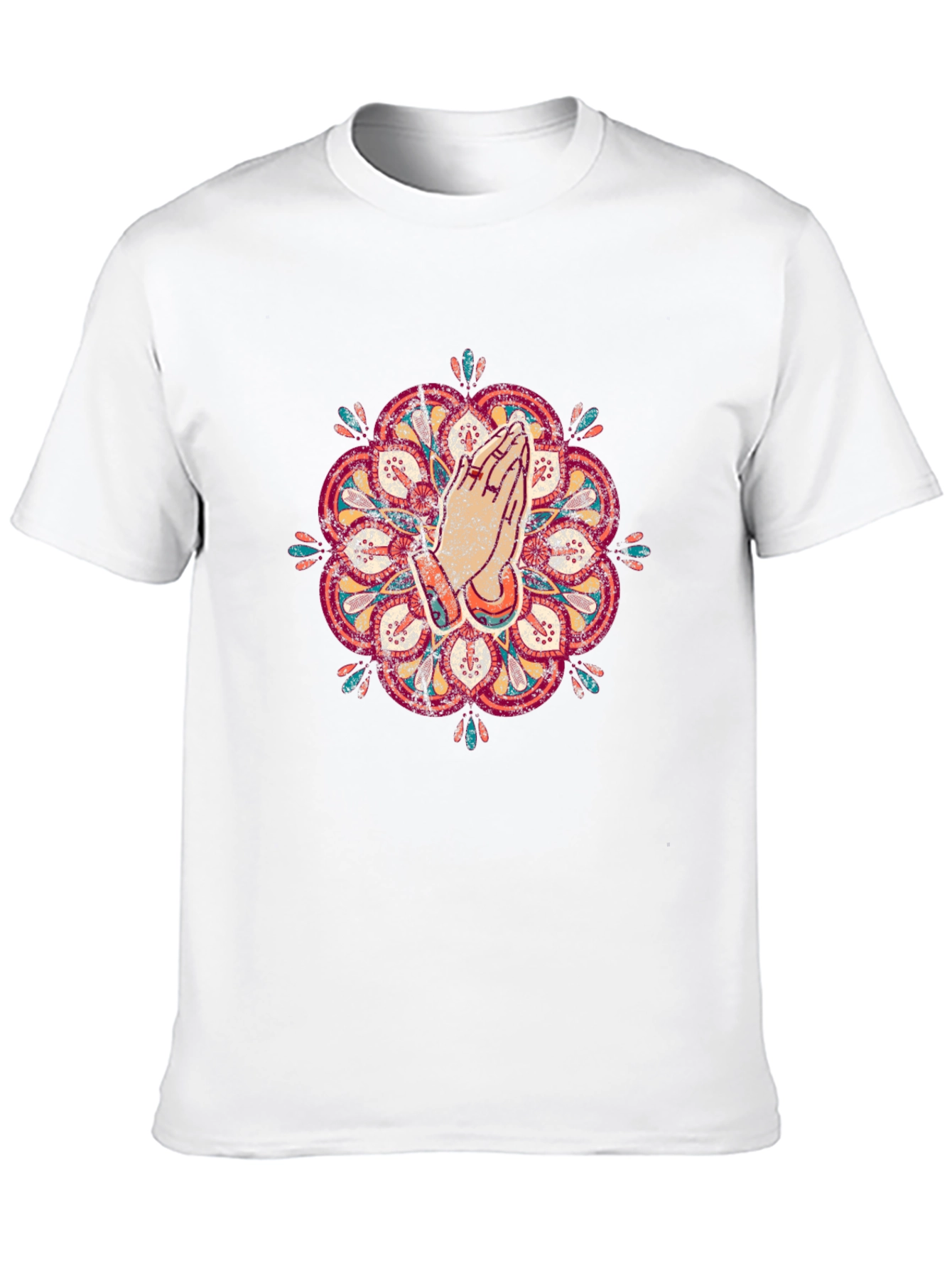 Mandala Praying Hands Graphic Tee - Black