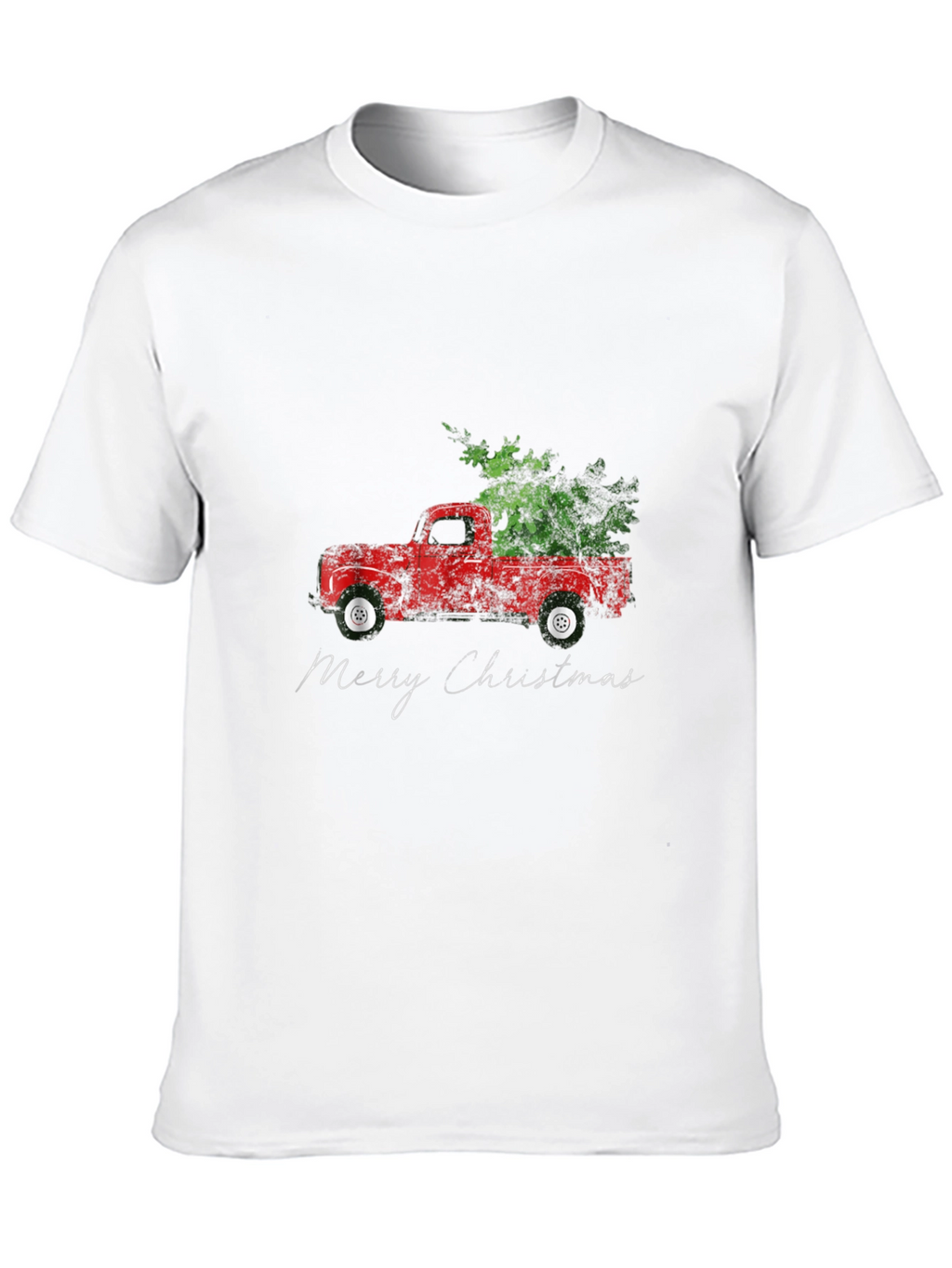 Merry Christmas Red Truck Tree T-Shirt