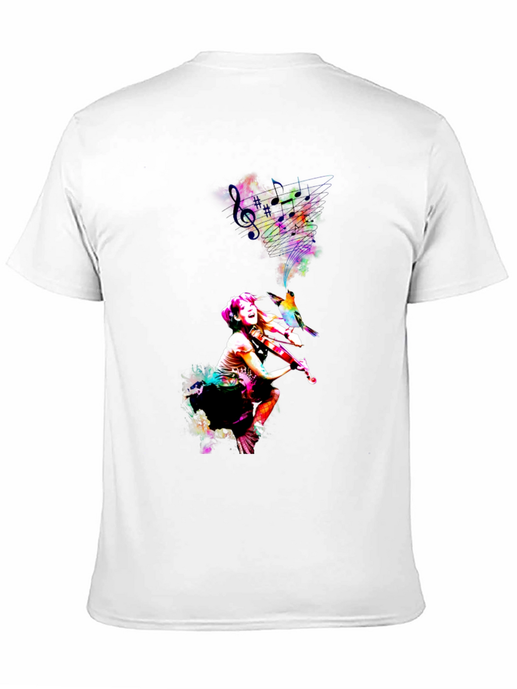 Vibrant Violinist Graphic Tee - Unisex Black T-Shirt