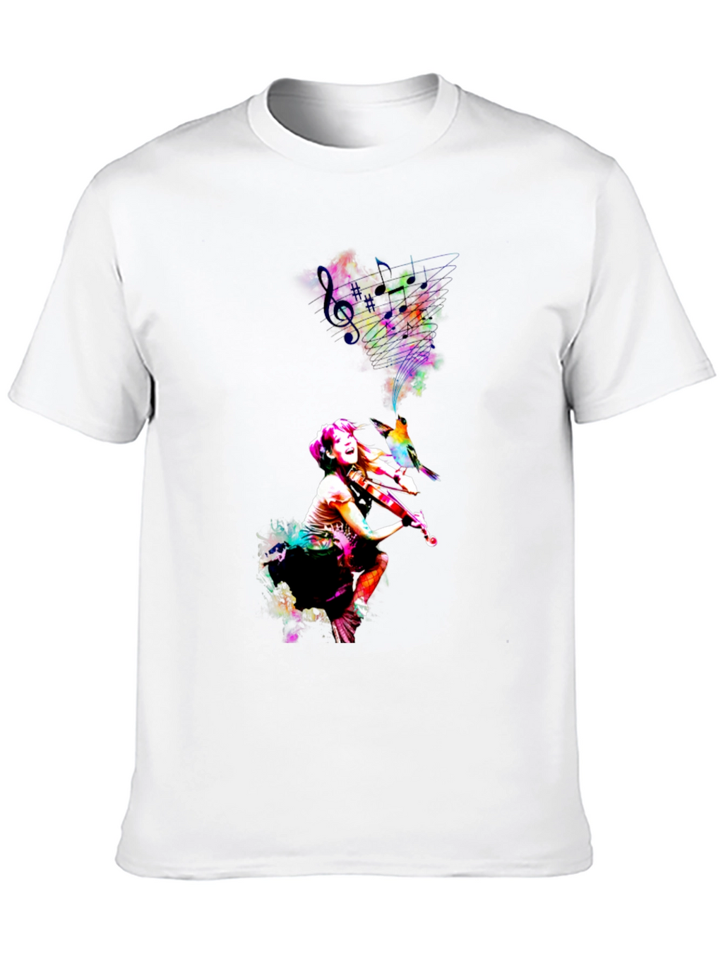 Vibrant Violinist Graphic Tee - Unisex Black T-Shirt