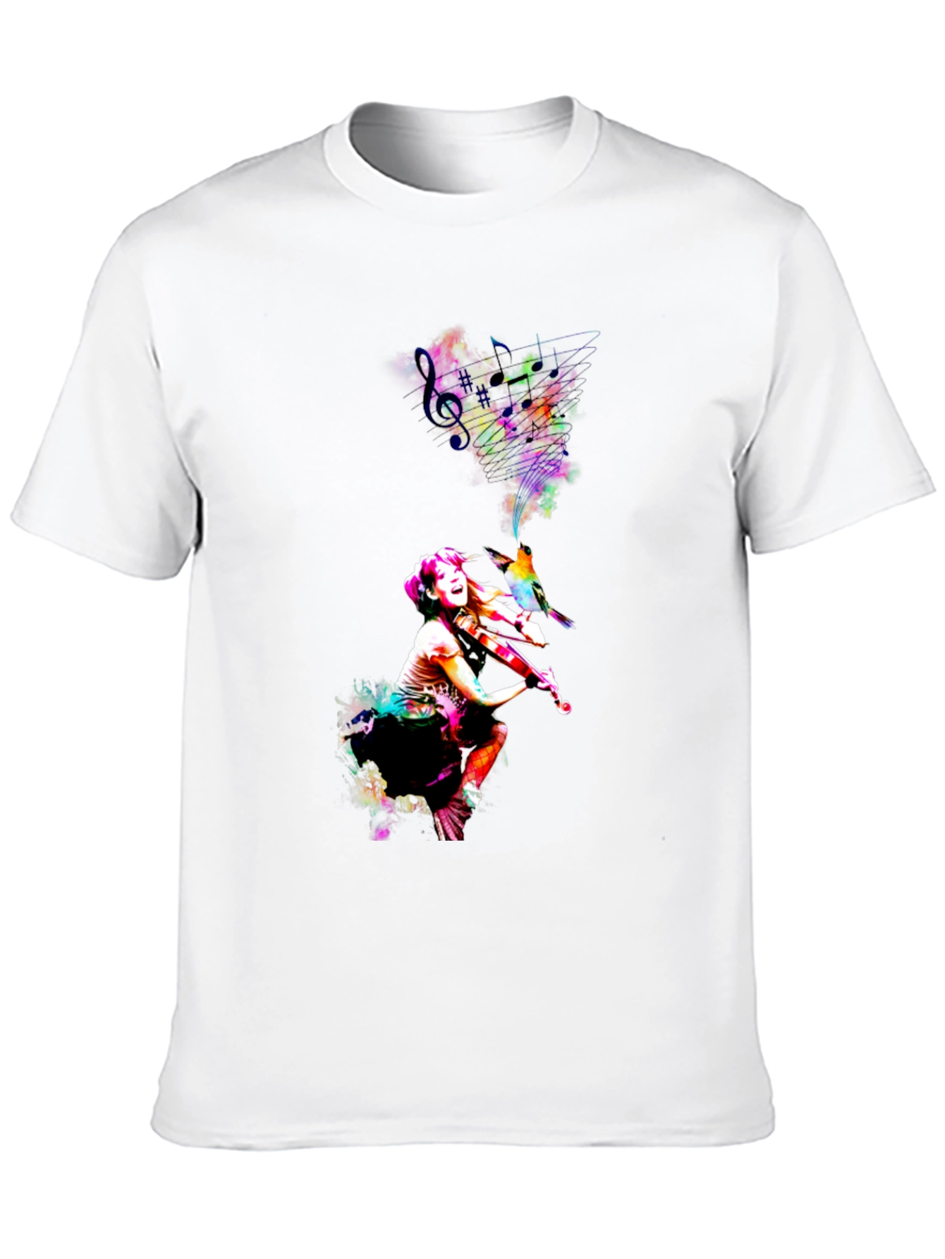 Vibrant Violinist Graphic Tee - Unisex Black T-Shirt