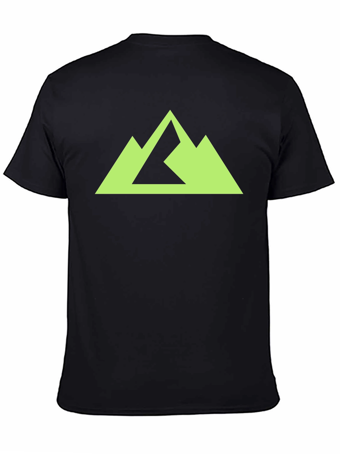 Geometric Mountain Peak Graphic Tee - Black