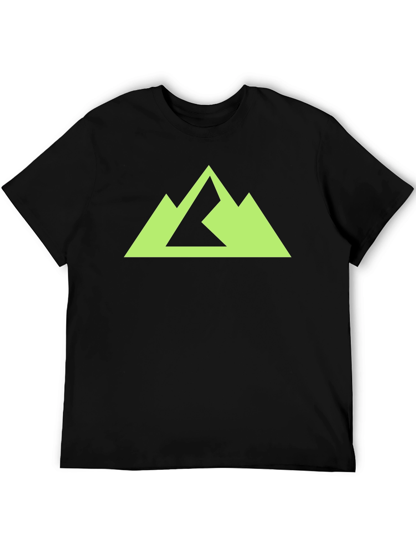 Geometric Mountain Peak Graphic Tee - Black