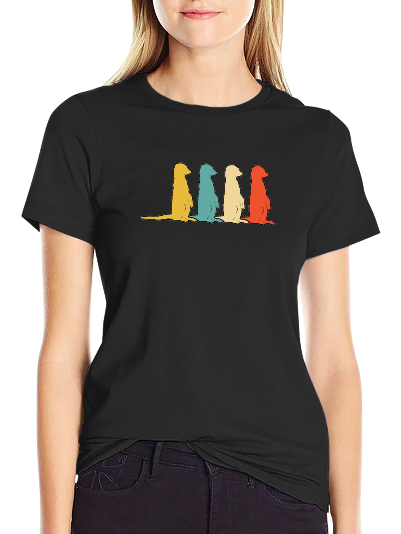 Retro Meerkat Crewneck T-Shirt