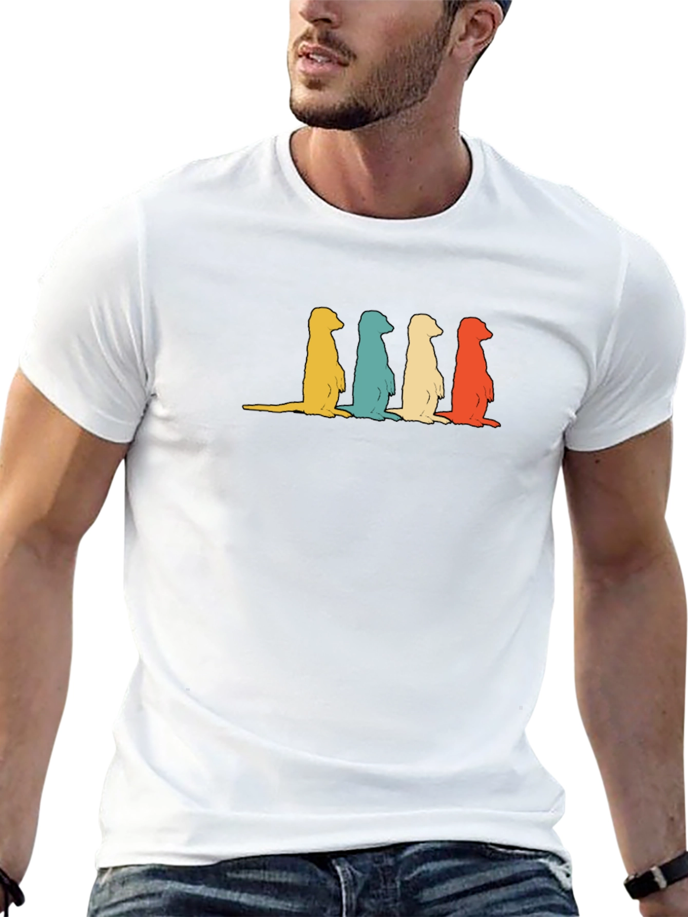 Retro Meerkat Crewneck T-Shirt