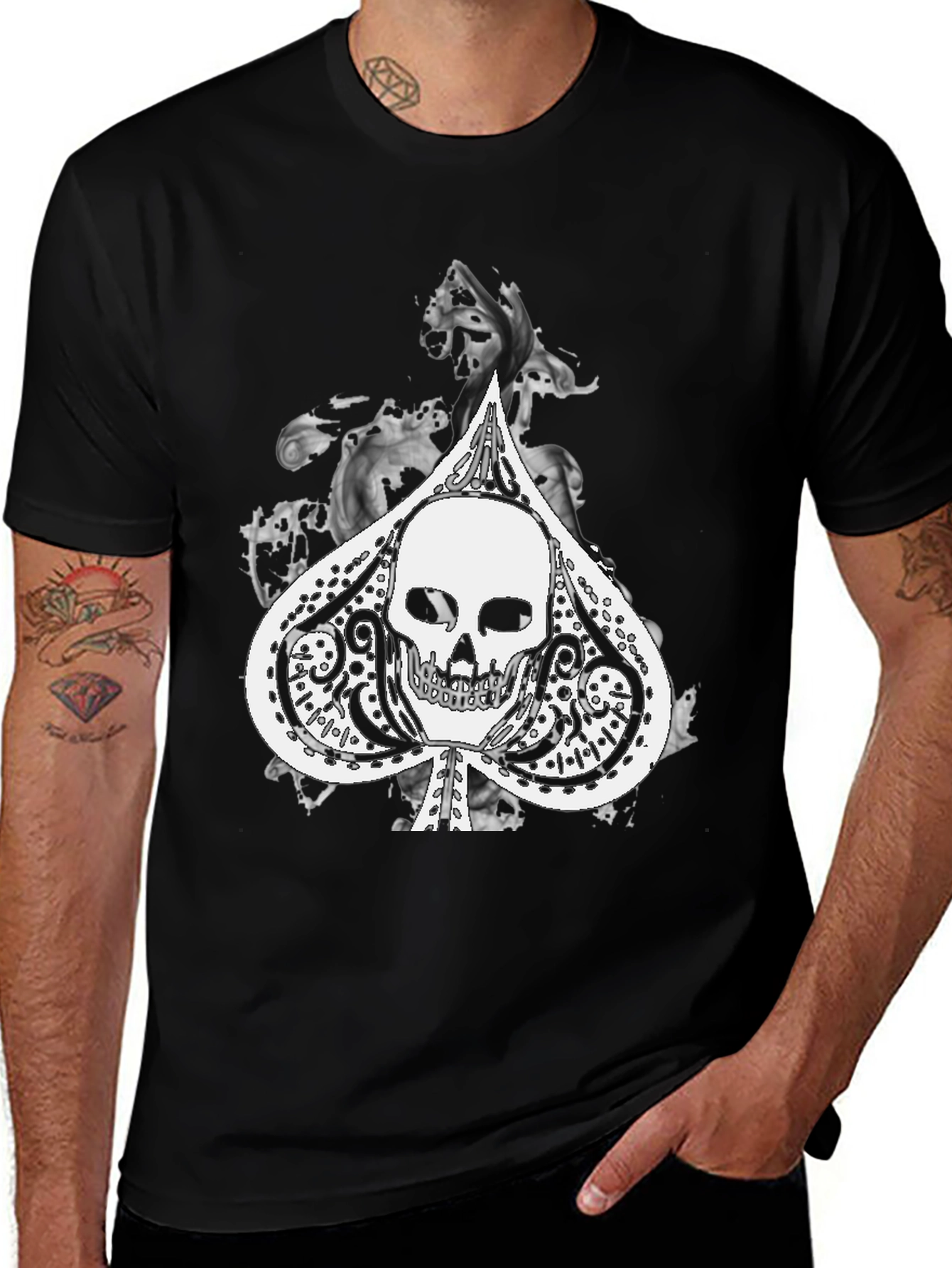 Skull Spade Graphic Black Tee