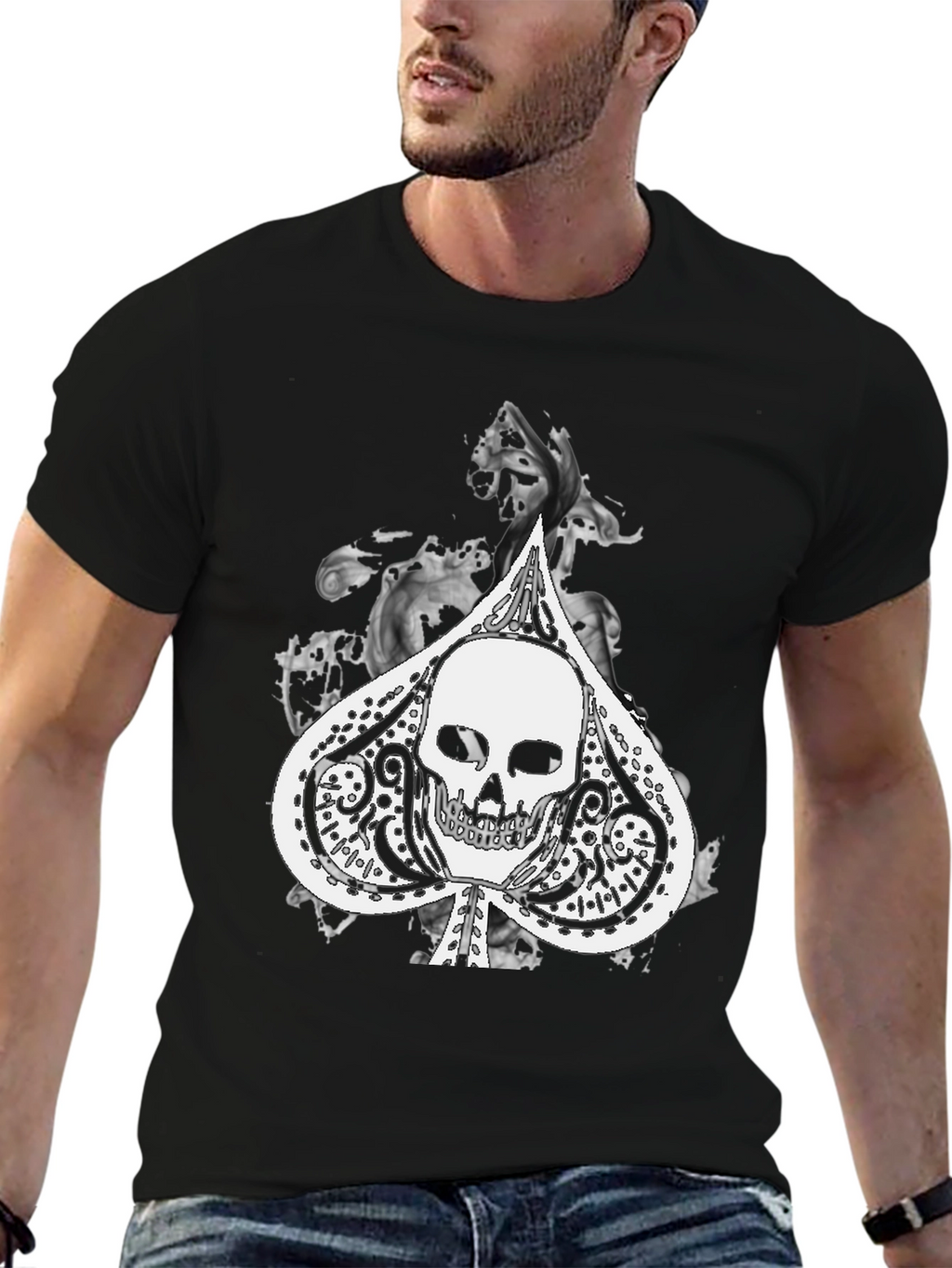 Skull Spade Graphic Black Tee
