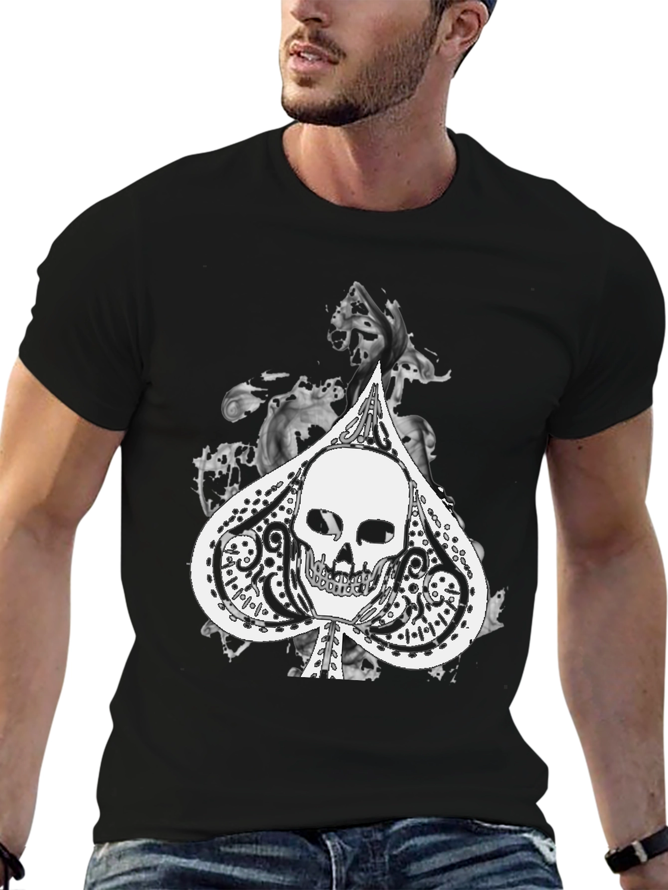 Skull Spade Graphic Black Tee