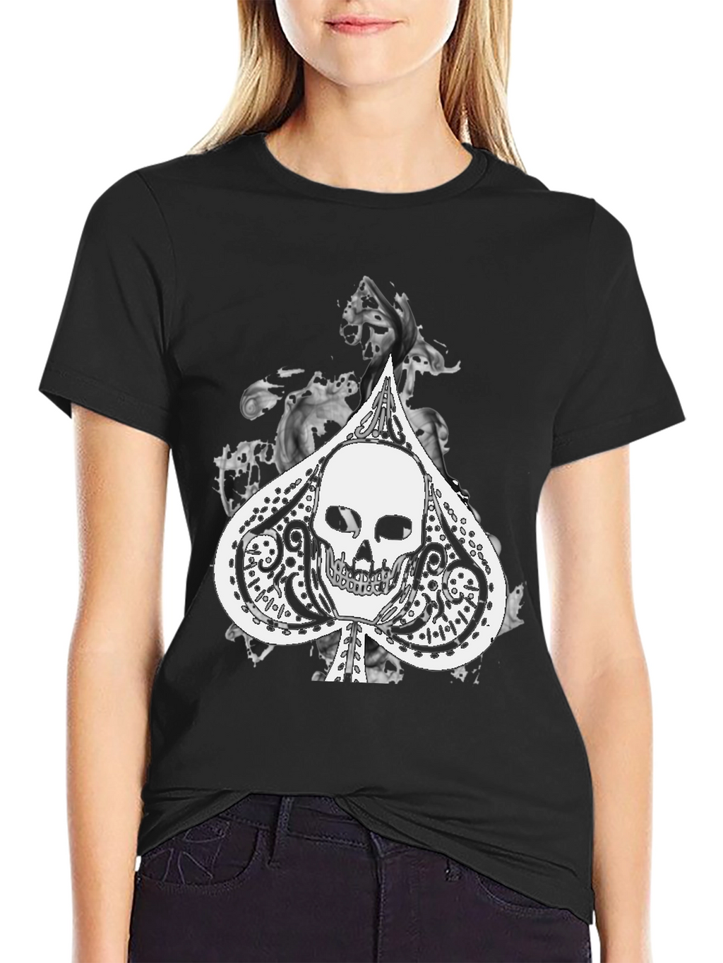 Skull Spade Graphic Black Tee
