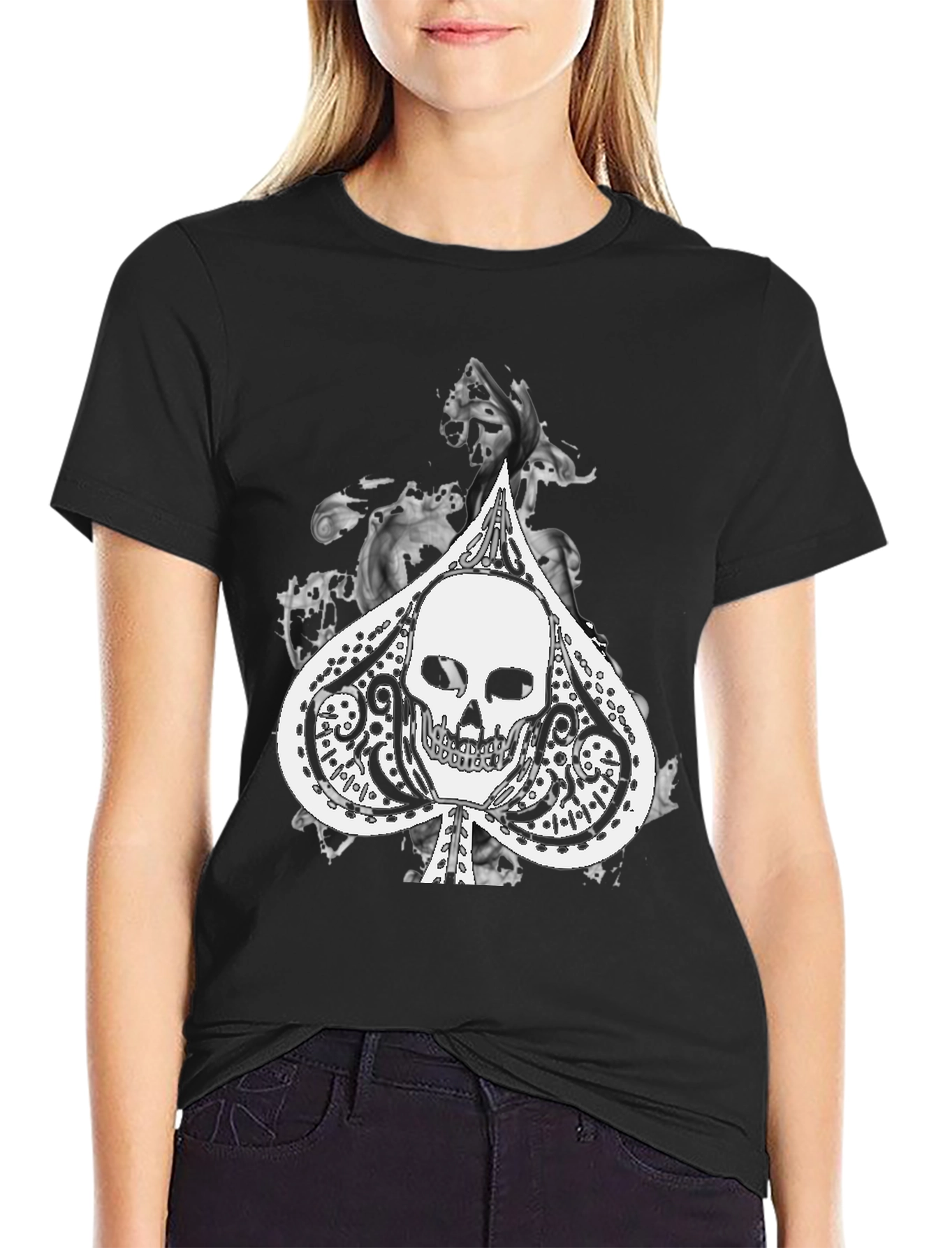 Skull Spade Graphic Black Tee