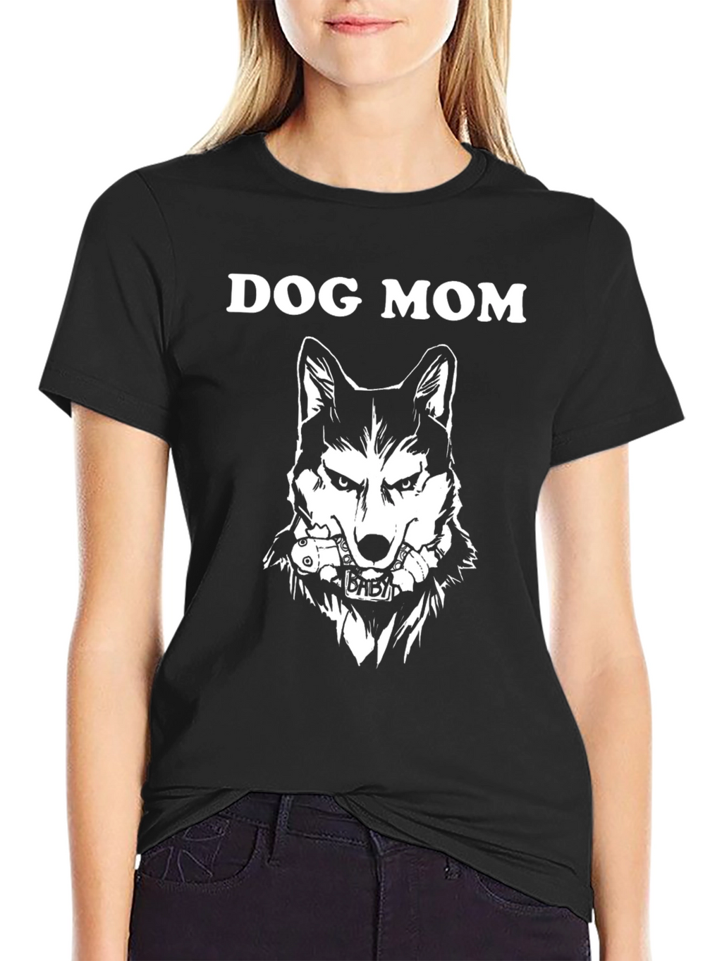 Dog Mom Graphic Tee - Wolf Design