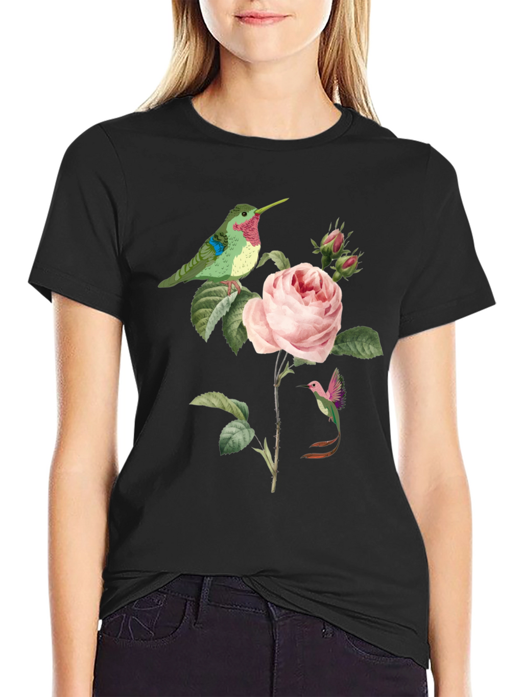 Hummingbird & Rose Graphic Tee