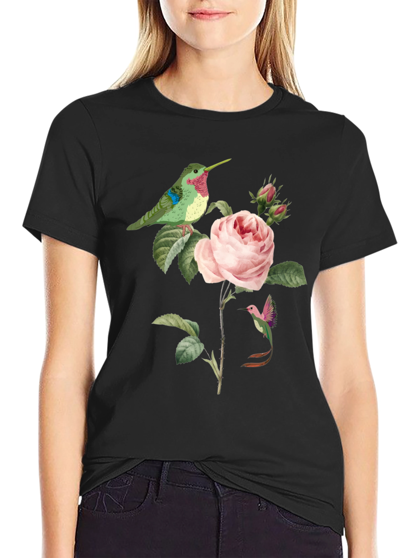Hummingbird & Rose Graphic Tee