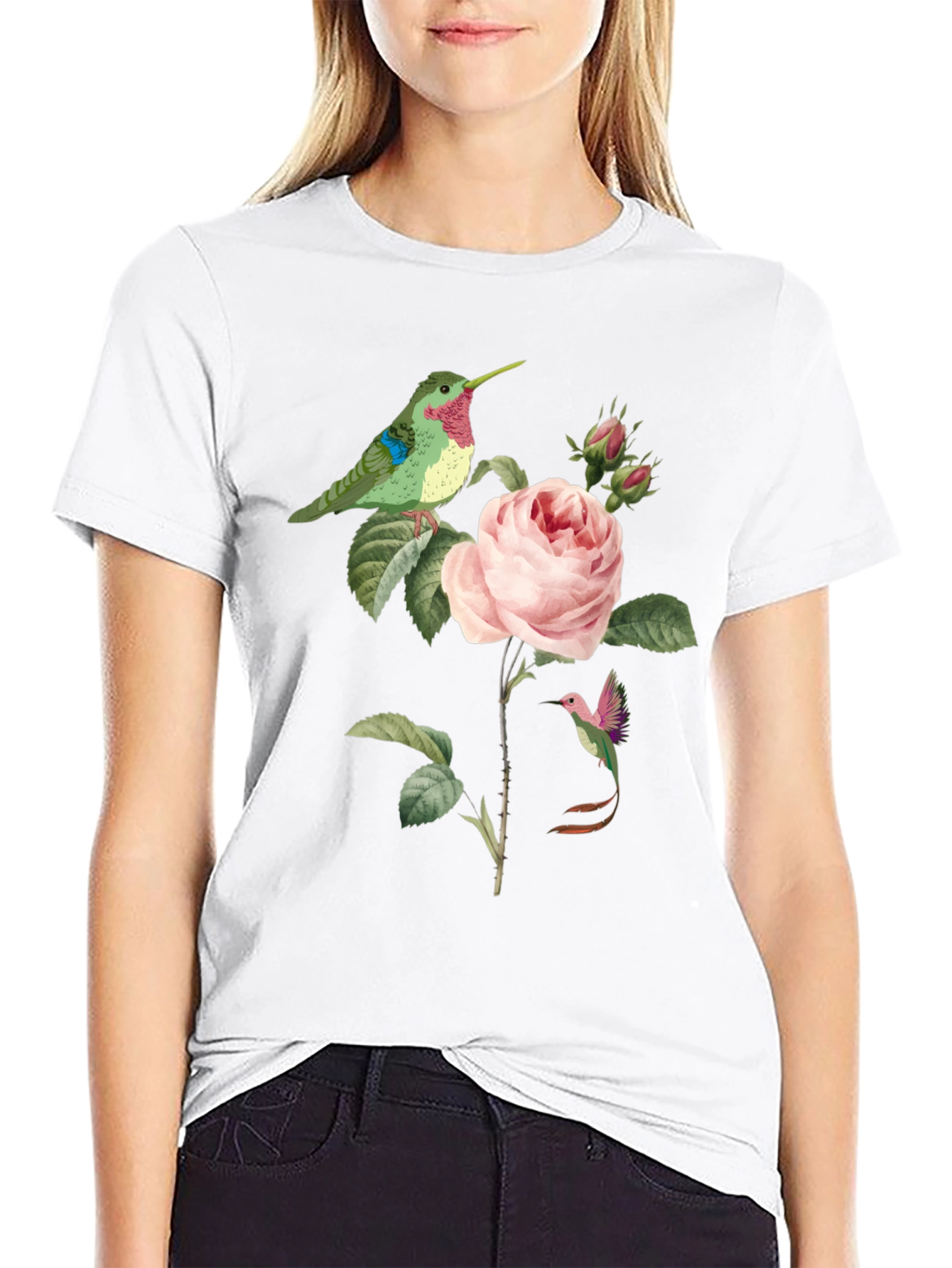 Hummingbird & Rose Graphic Tee