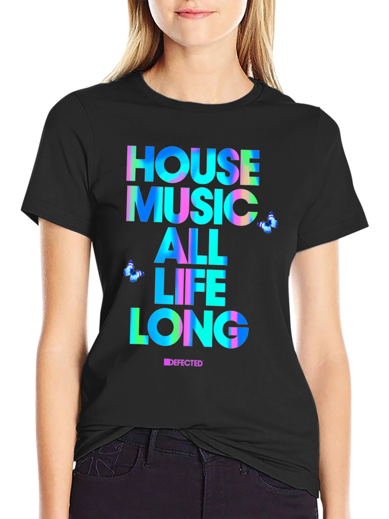 House Music All Life Long Black T-Shirt