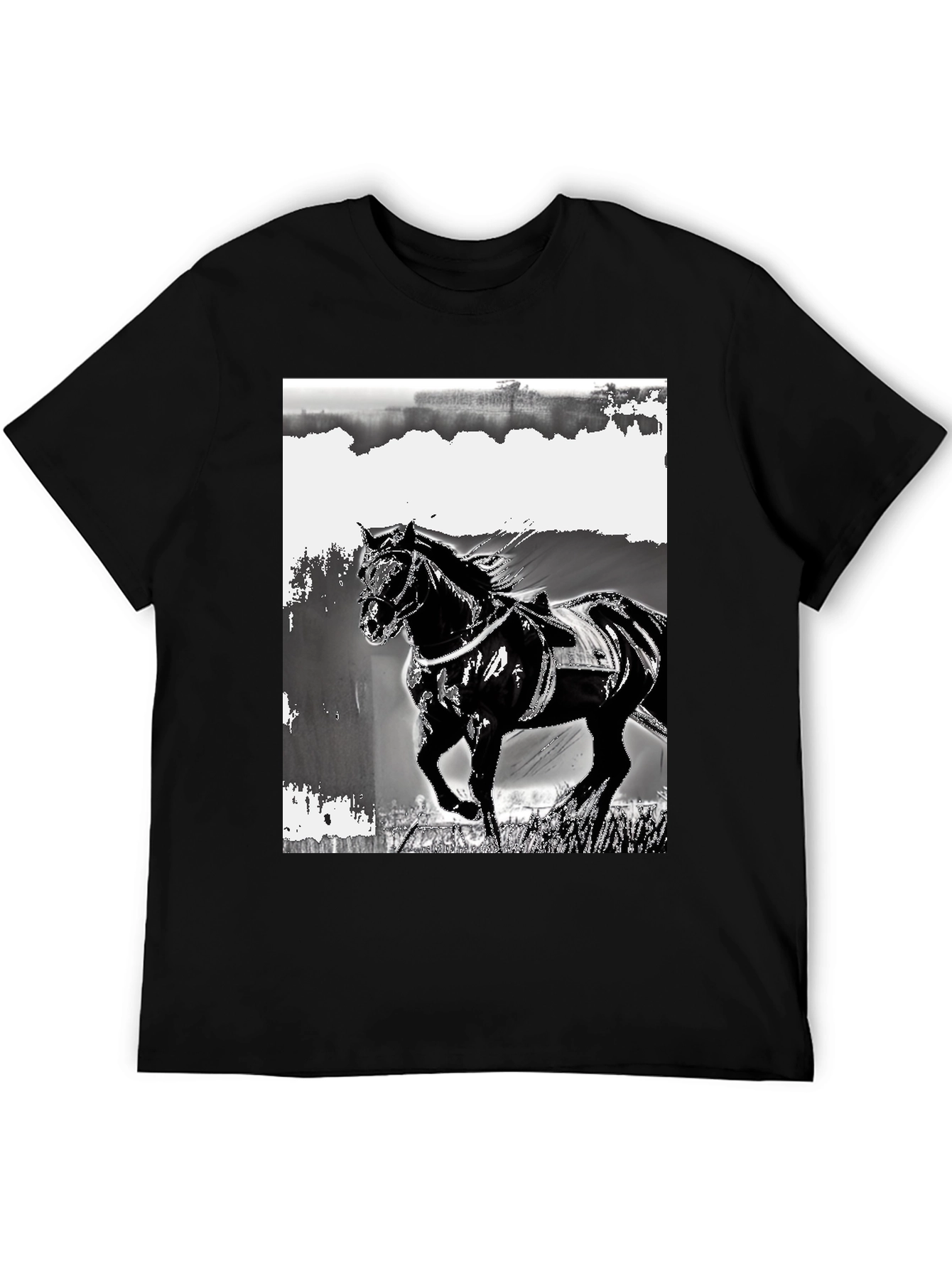Black Horse Graphic Tee - Stylish Equestrian Design