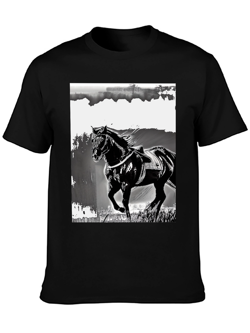 Black Horse Graphic Tee - Stylish Equestrian Design