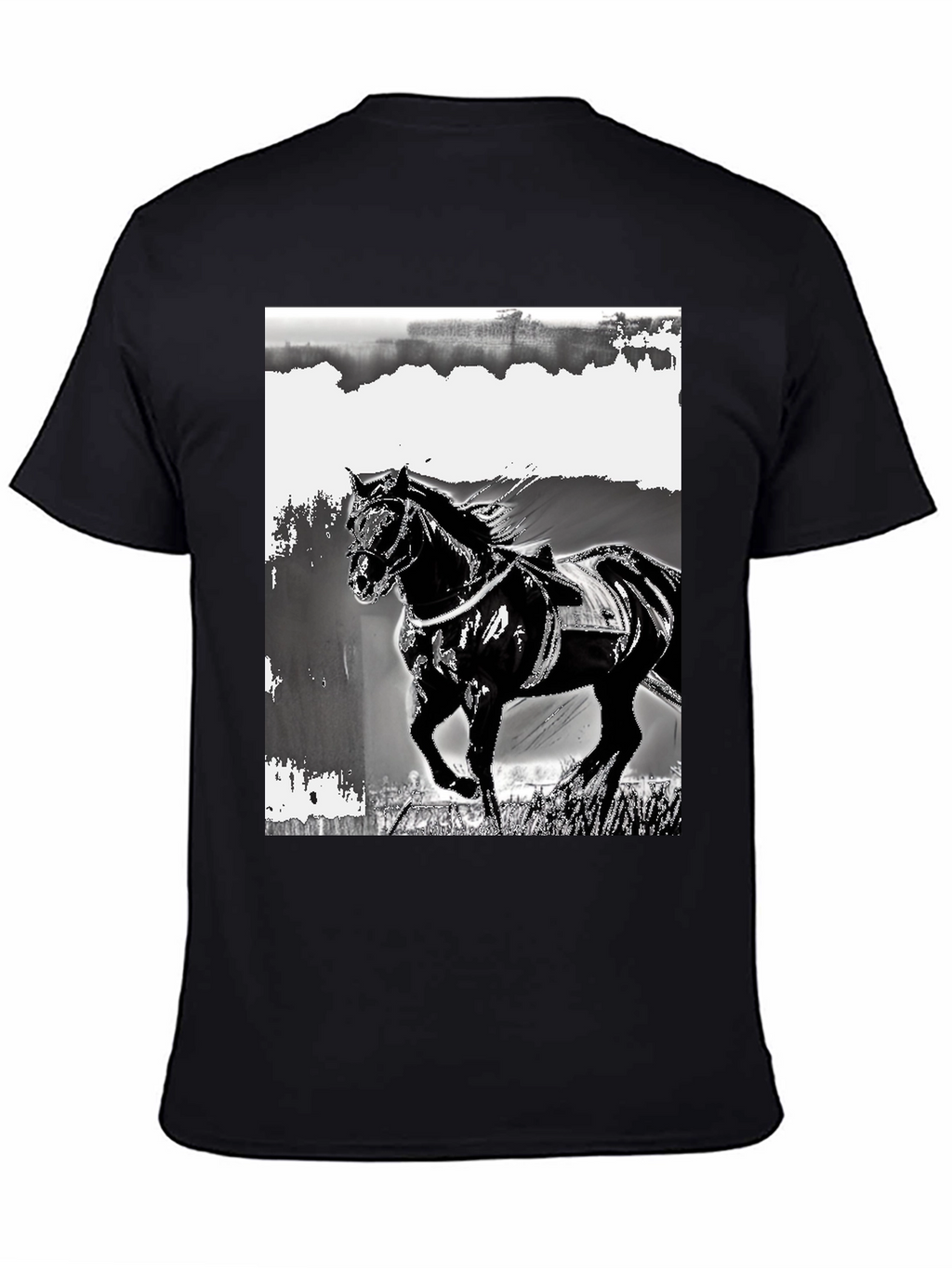 Black Horse Graphic Tee - Stylish Equestrian Design