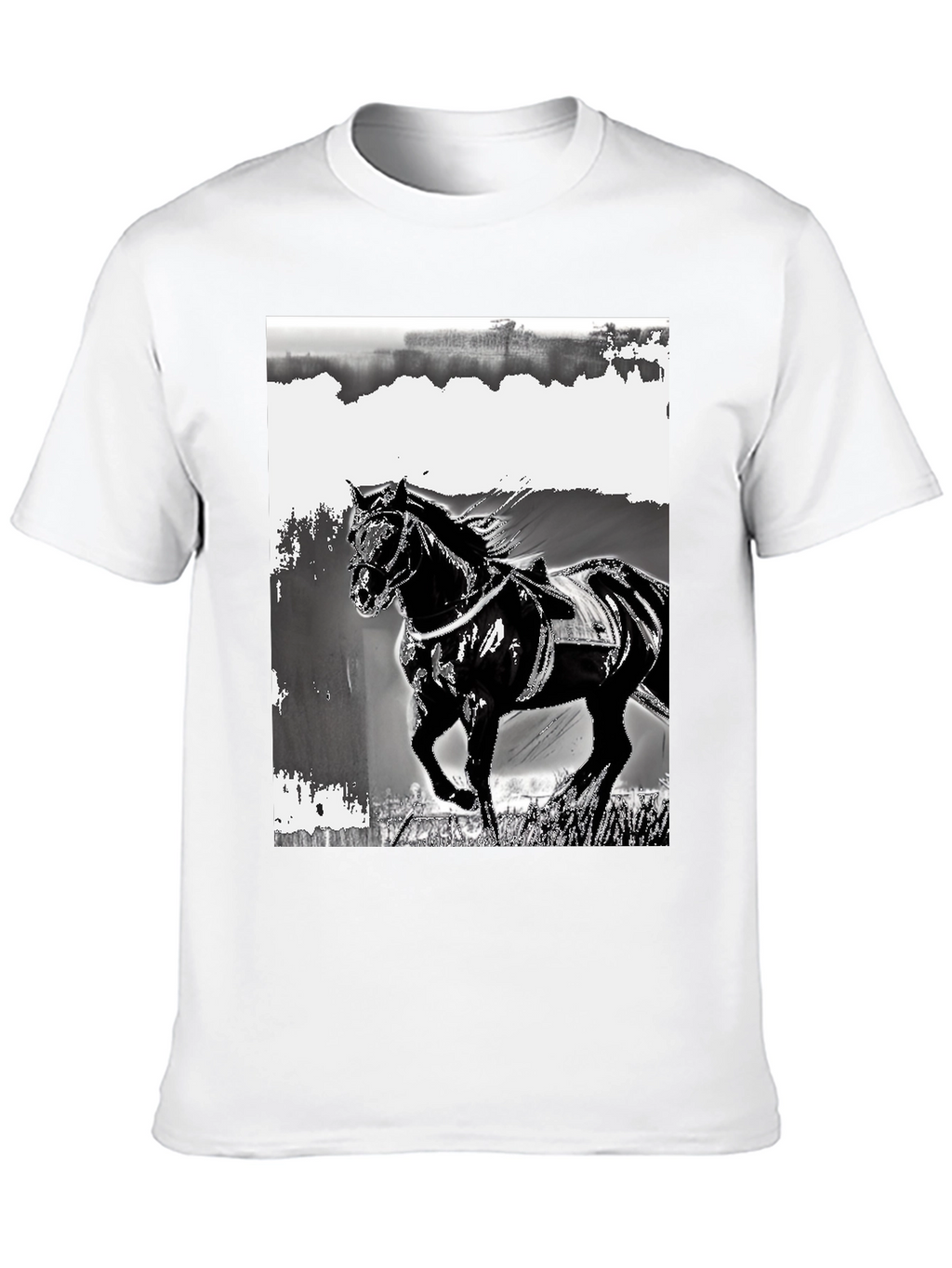 Black Horse Graphic Tee - Stylish Equestrian Design