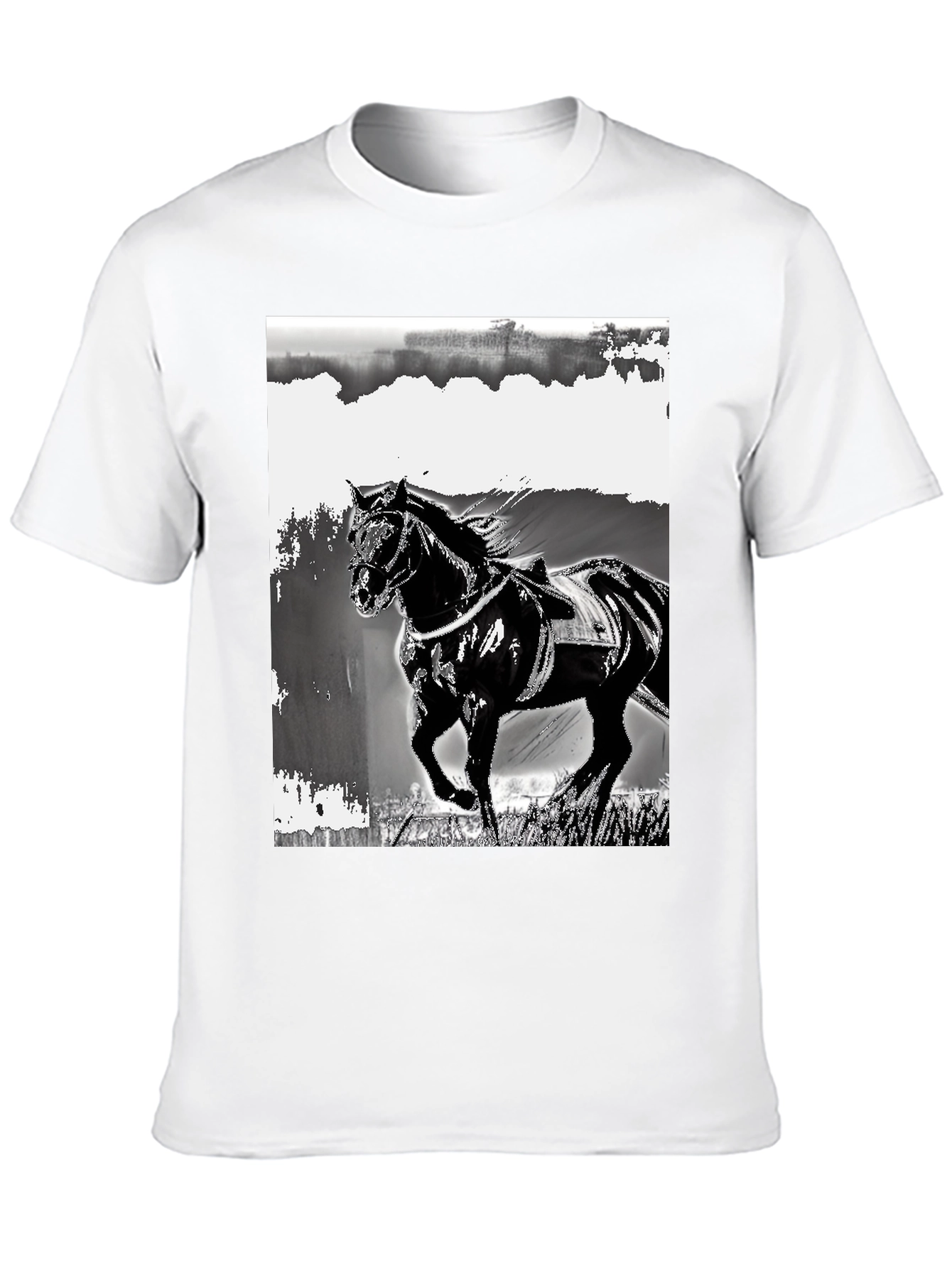 Black Horse Graphic Tee - Stylish Equestrian Design