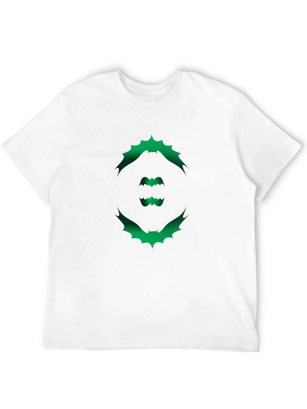 Mens Black T-Shirt with Green Bat Graphic