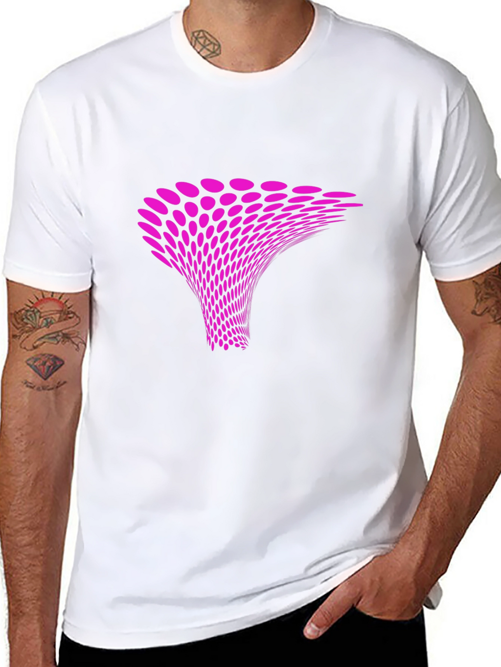 Abstract Pink Vortex Graphic Black T-Shirt