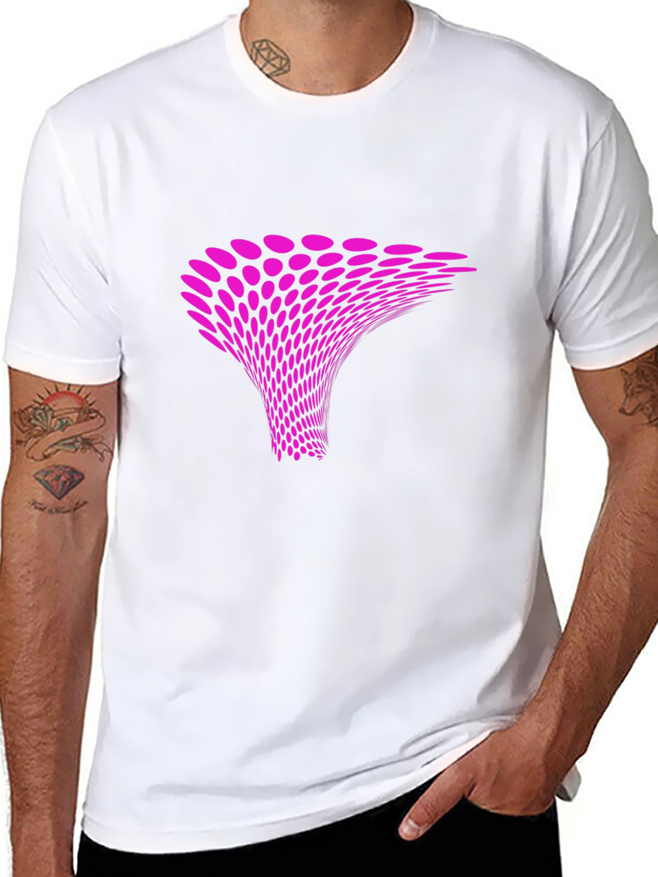 Abstract Pink Vortex Graphic Black T-Shirt