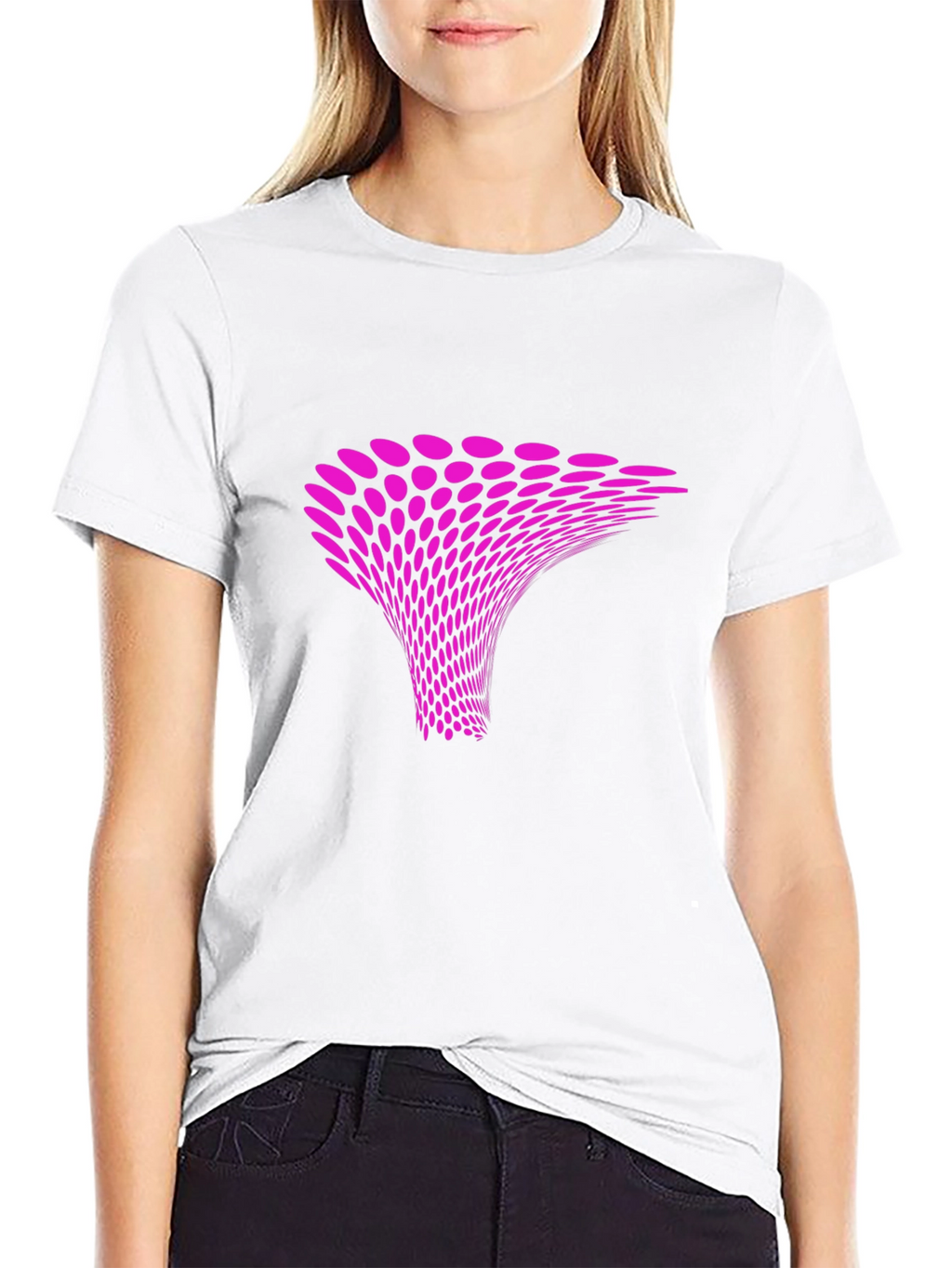 Abstract Pink Vortex Graphic Black T-Shirt