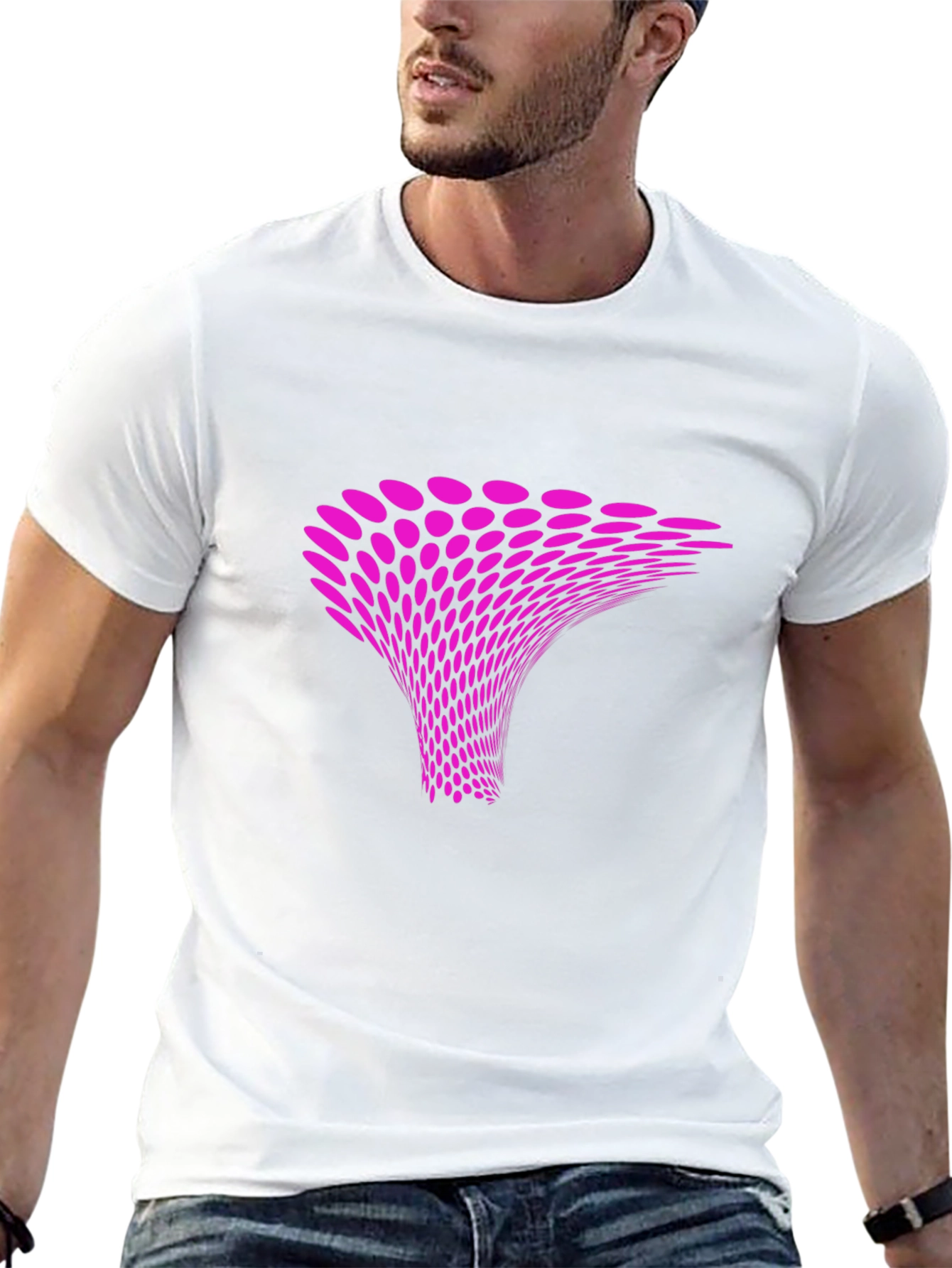 Abstract Pink Vortex Graphic Black T-Shirt