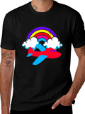 Rainbow Airplane Graphic Tee - Black