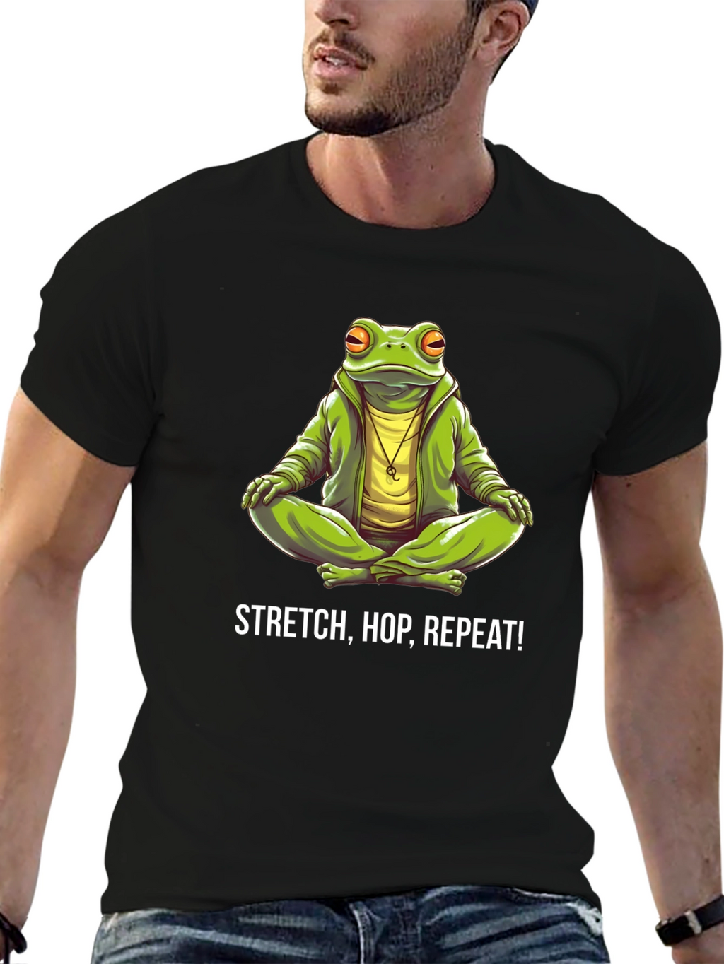Stretch Hop Repeat Black Frog T-Shirt
