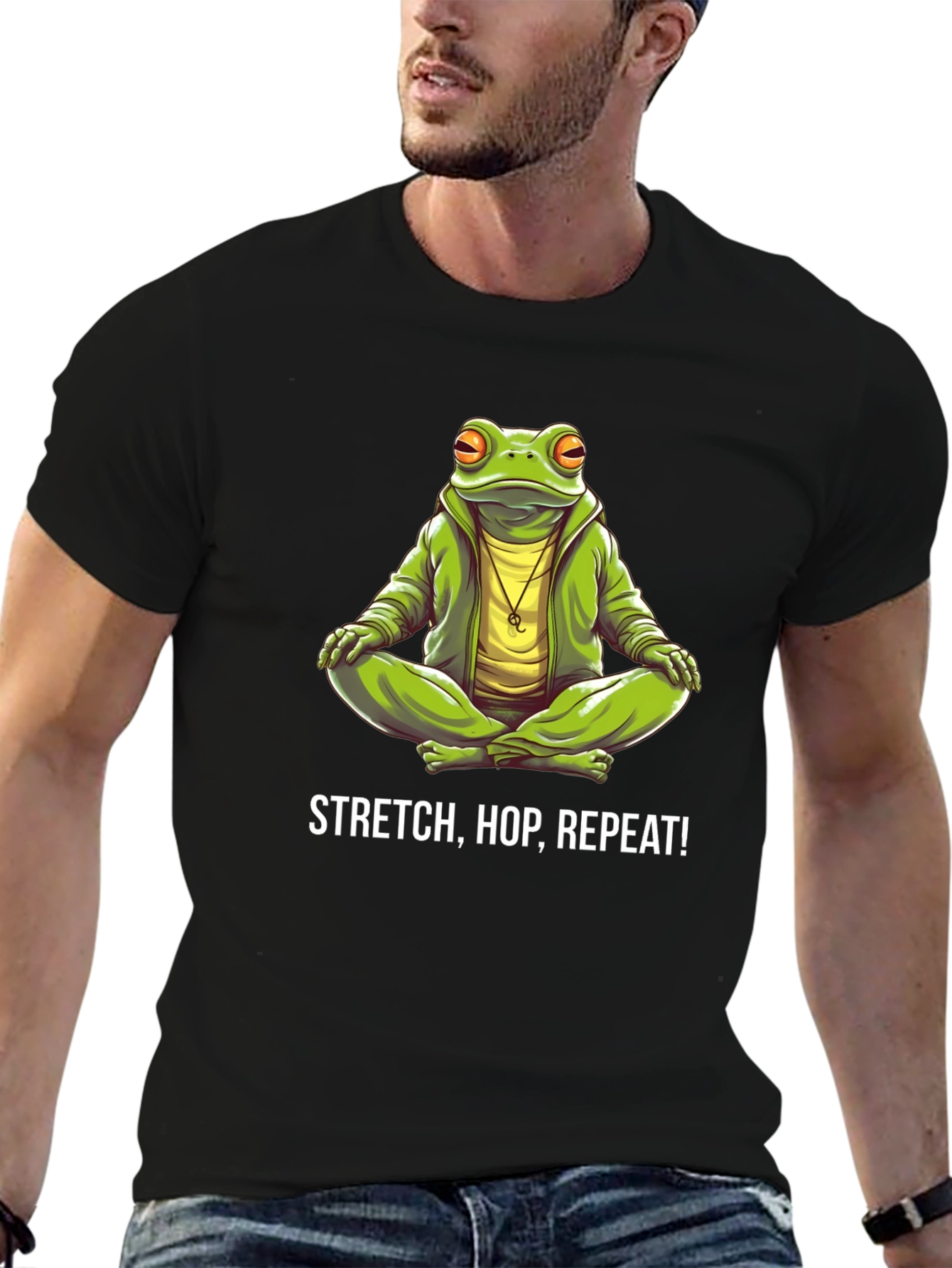 Stretch Hop Repeat Black Frog T-Shirt