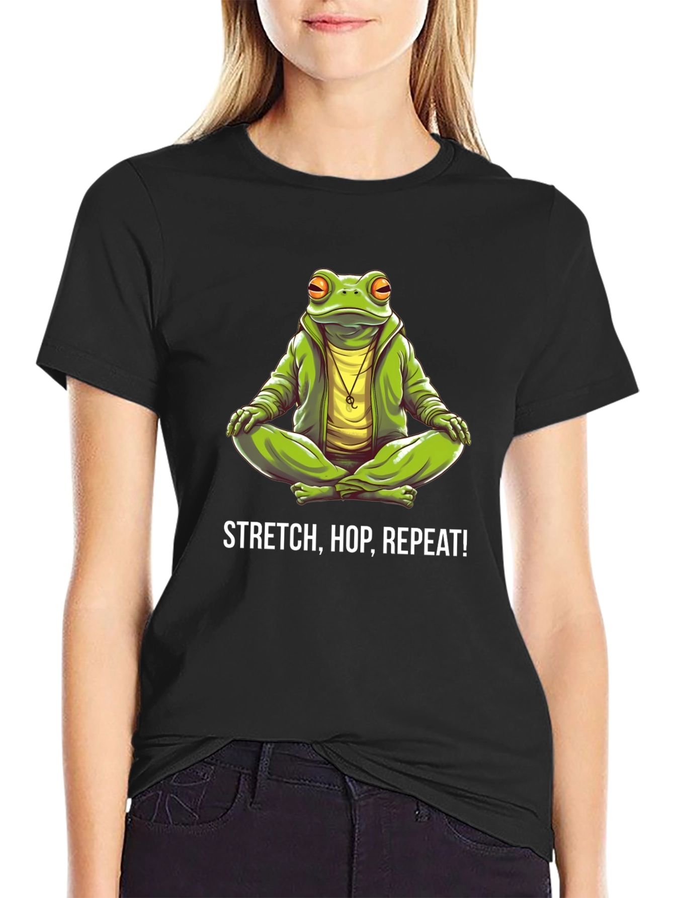 Stretch Hop Repeat Black Frog T-Shirt