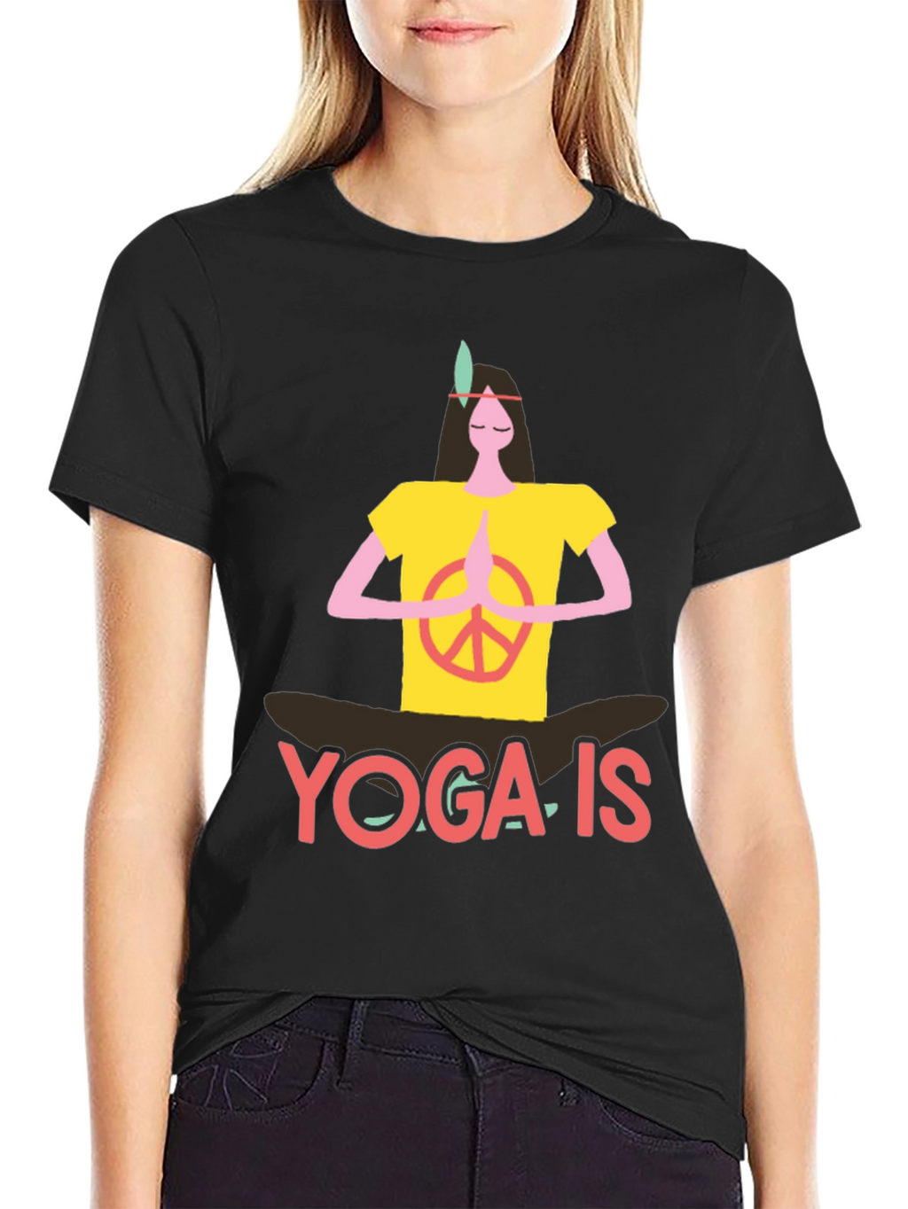 Yoga Is T-Shirt - Peace Sign Meditating Design