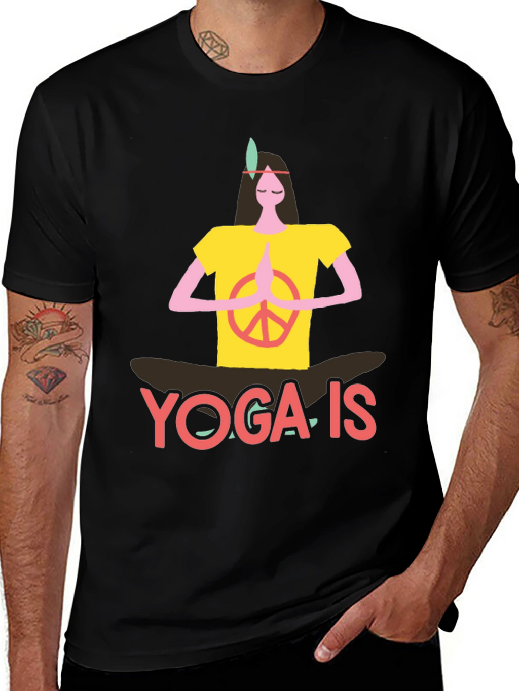 Yoga Is T-Shirt - Peace Sign Meditating Design