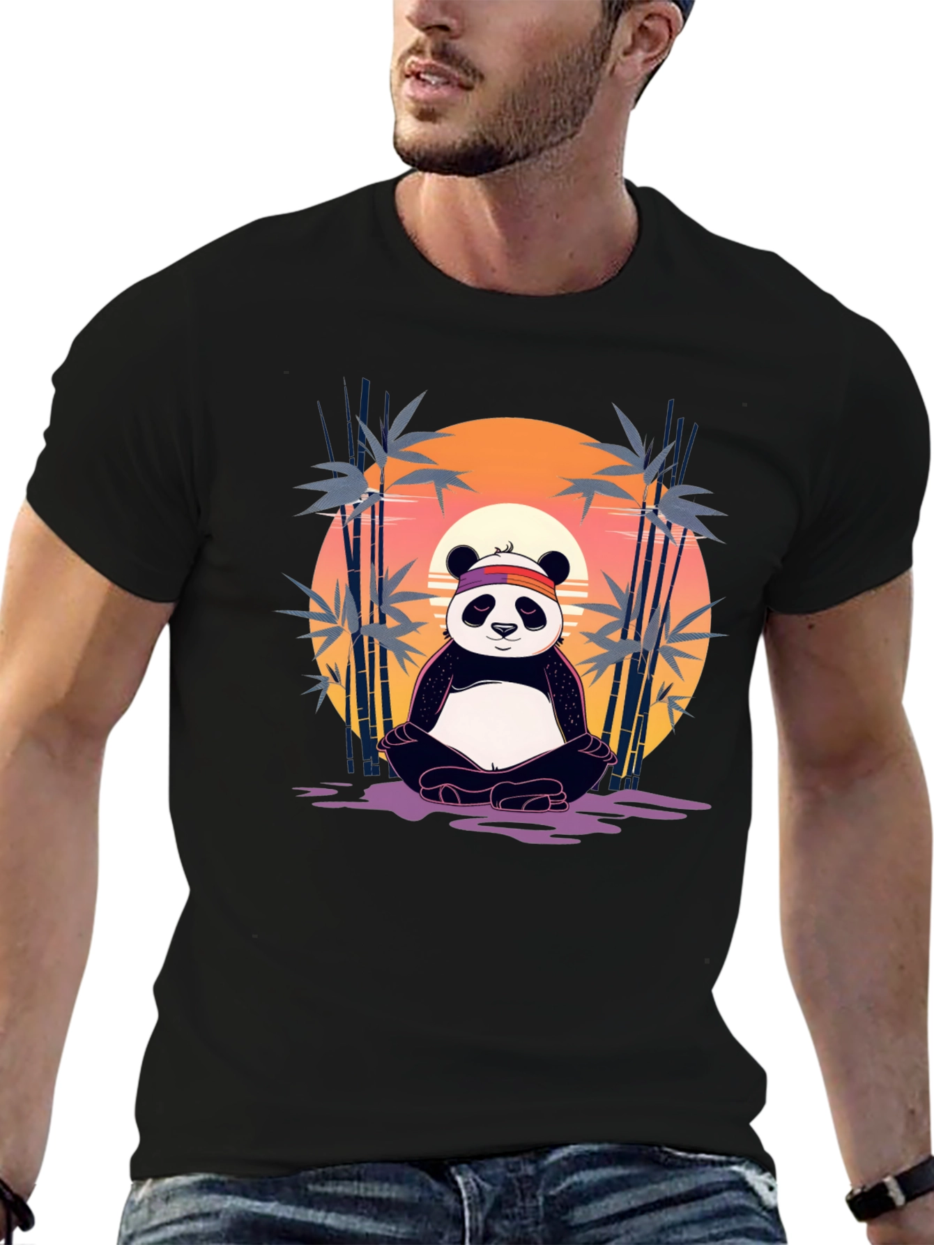 Zen Panda T-Shirt - Meditating Bear Graphic Tee