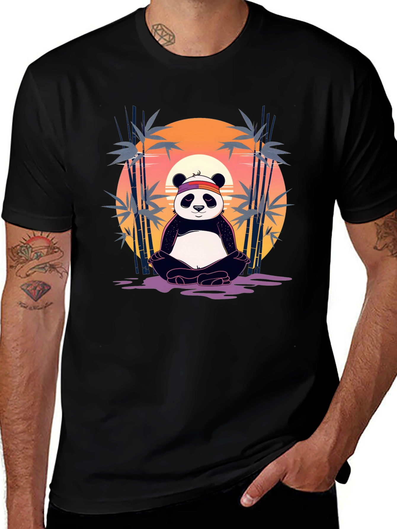 Zen Panda T-Shirt - Meditating Bear Graphic Tee
