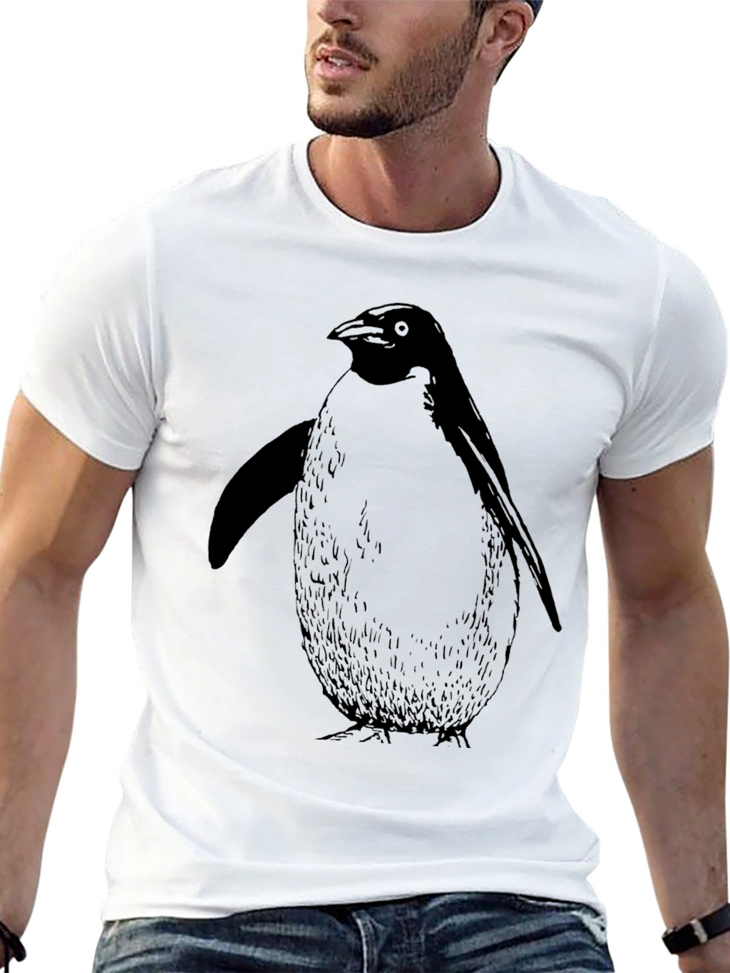 Mens Black Penguin Graphic Tee - Casual Style