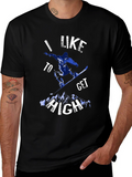 I Like To Get High Snowboarding Black Tee