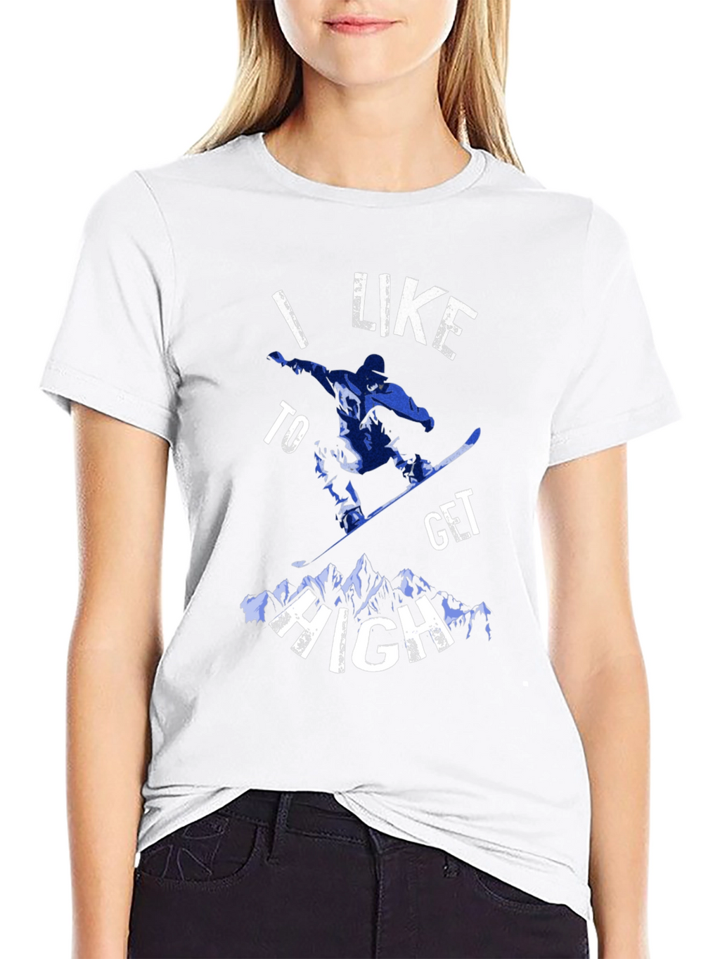 I Like To Get High Snowboarding Black Tee