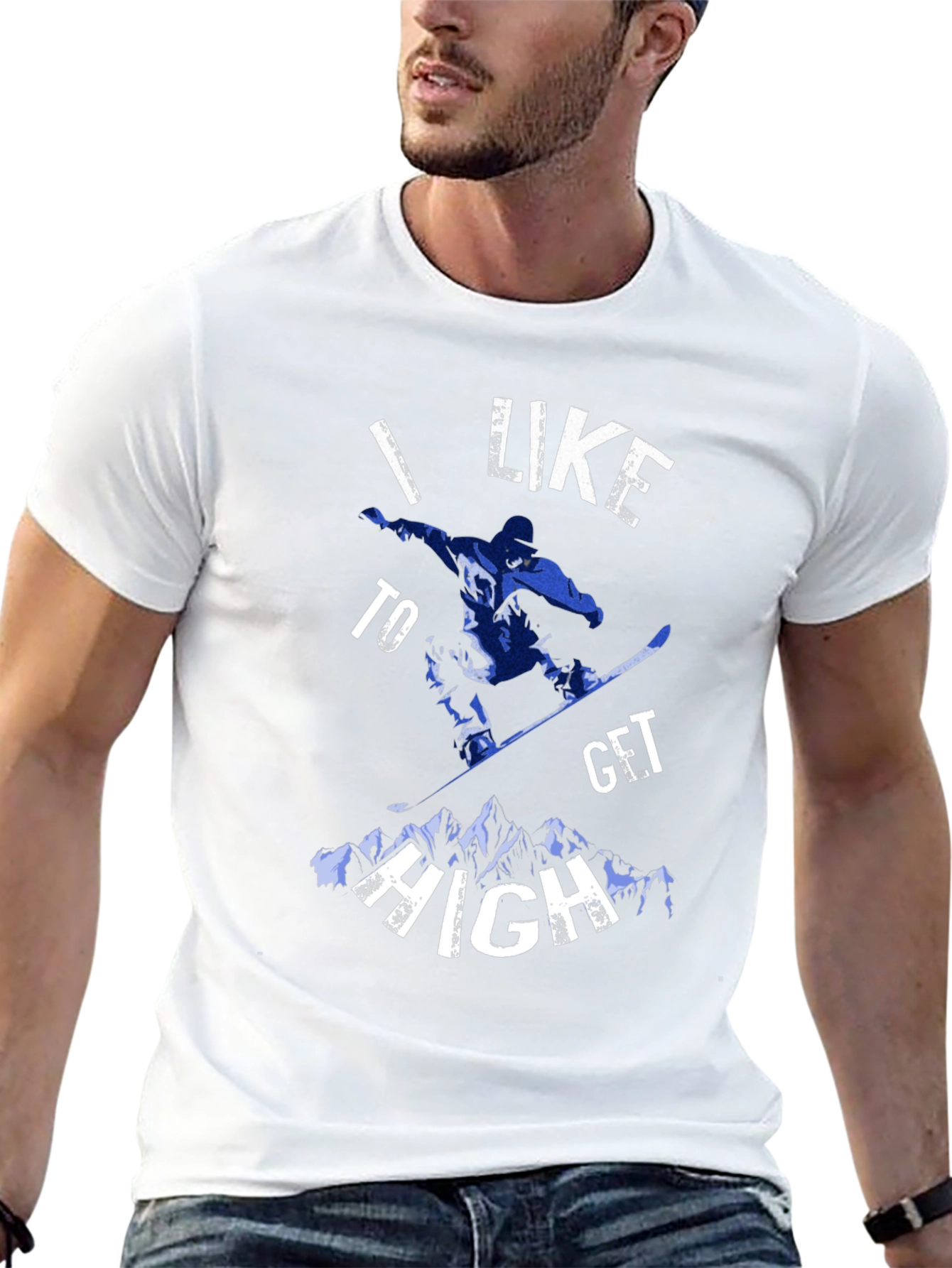 I Like To Get High Snowboarding Black Tee