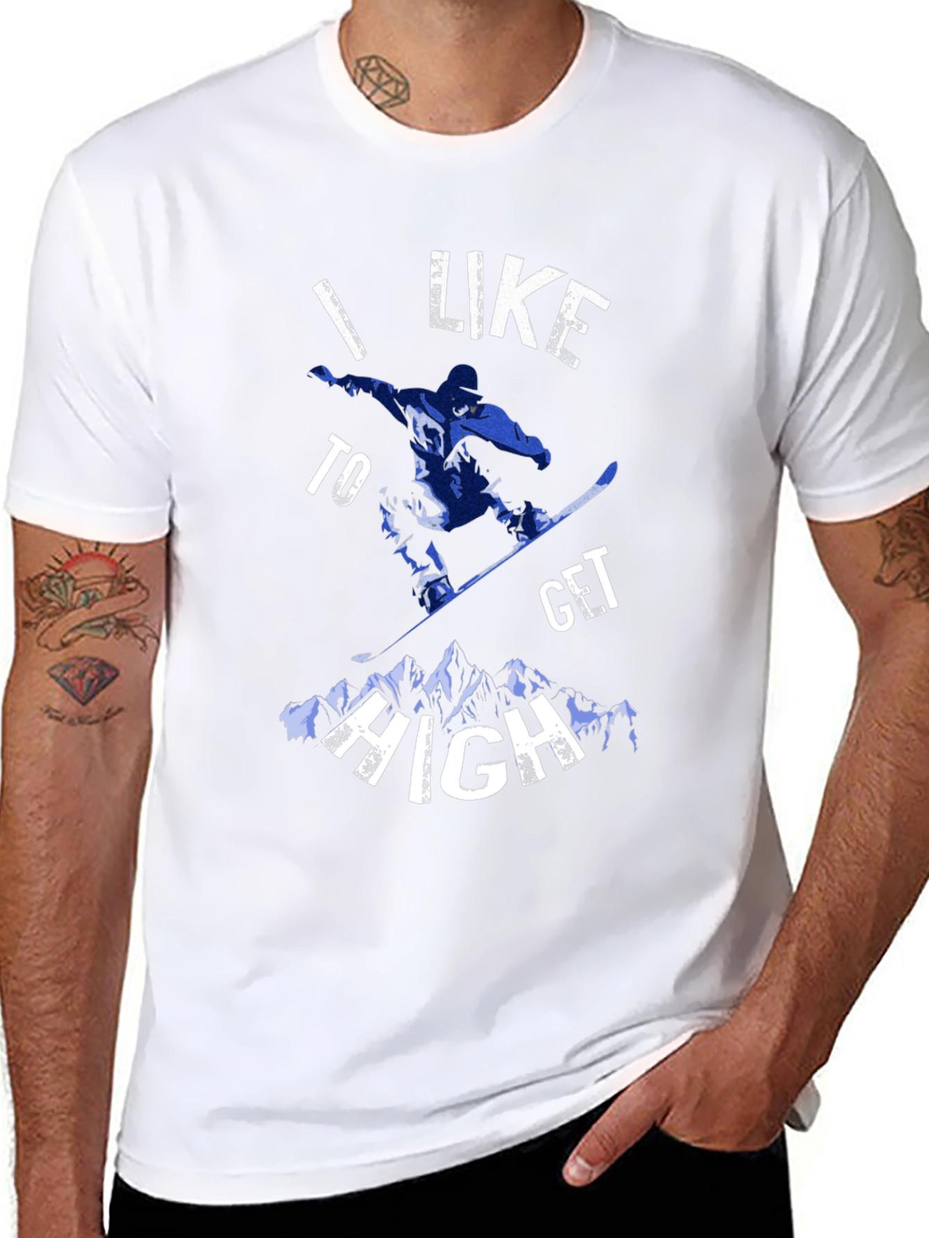 I Like To Get High Snowboarding Black Tee