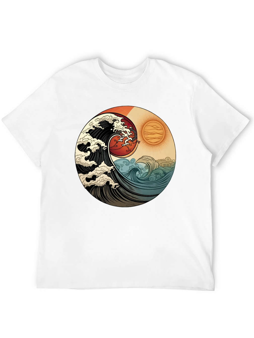 Yin Yang Wave Graphic Tee - Black