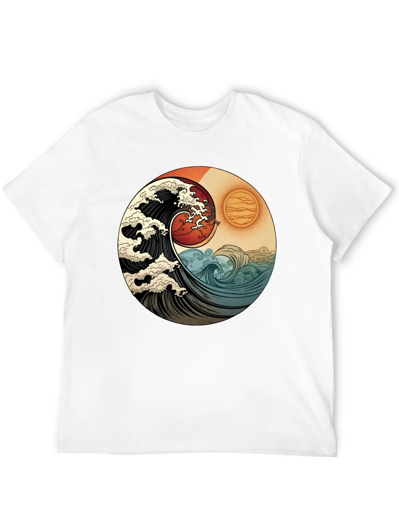 Yin Yang Wave Graphic Tee - Black