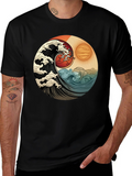 Yin Yang Wave Graphic Tee - Black
