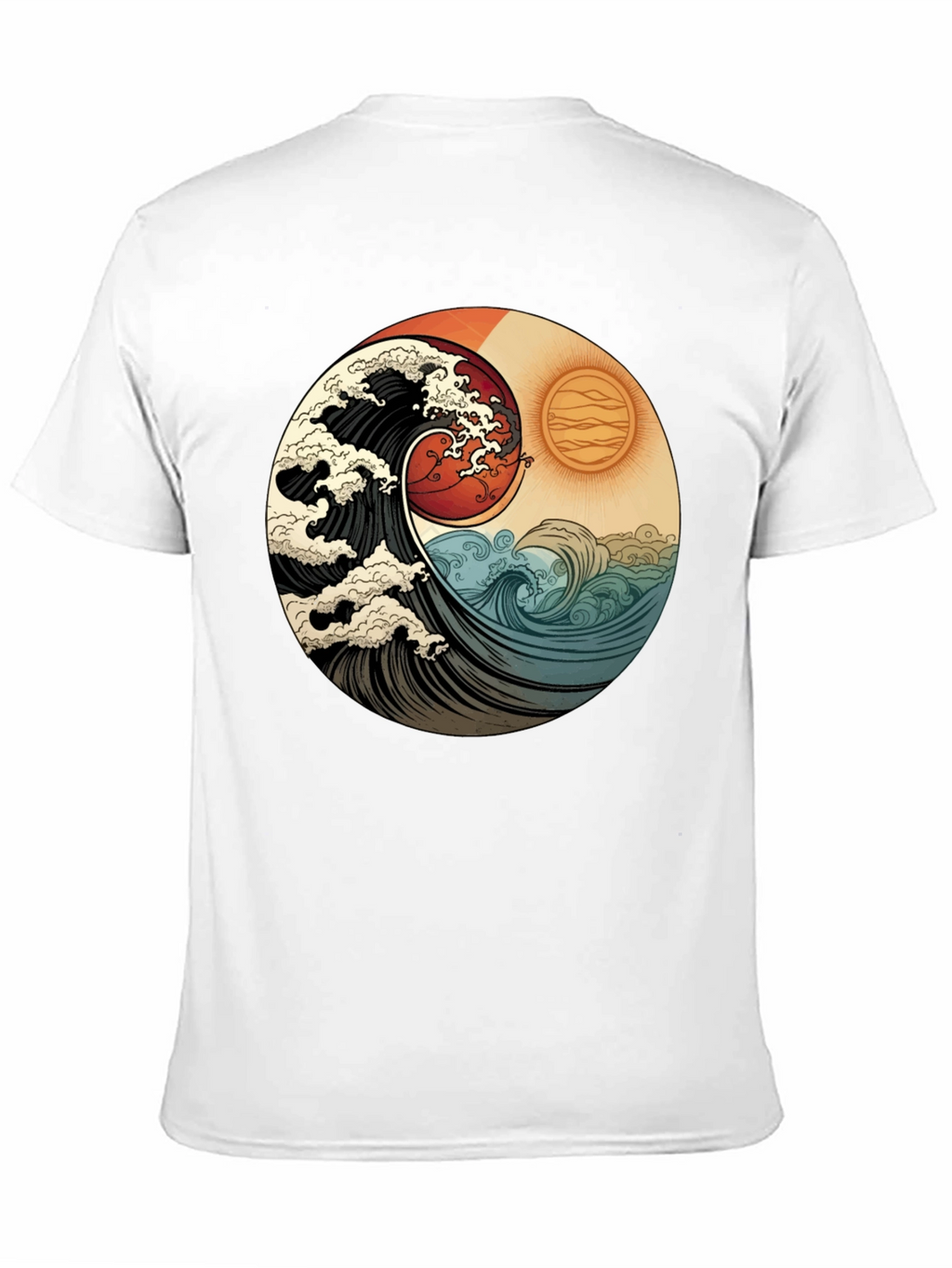 Yin Yang Wave Graphic Tee - Black